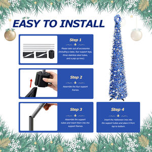 Magnifique sapin de Noël bleu avec des accents de flocons de neige et une installation simple, parfait pour les maisons et les bureaux - Product Image 3