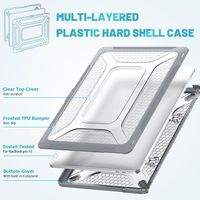 Étui de protection pour ordinateur portable Macbook Pro 13 pouces 2020, couverture transparente en cristal TPU transparent avec béquille pliante intégrée