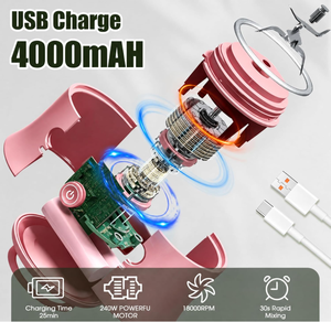 เครื่องปั่นน้ำผลไม้ส่วนตัวแบบพกพา 6 ใบมีด ความจุ 600 มล. ชาร์จผ่าน USB ฝาปิดกันรั่ว พร้อมสายหนังแบบพกพา สำหรับทำน้ำผลไม้แบบ Cold Press - Product Image 2