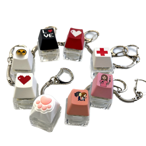 Personalisierte Acryl-Fisch-Stein-Schere-Papier-Katze-Tastenkappe Leuchtende Acryl-Stressabbau-Anime-Spielzeug-Geschenk-Grab-Schlüsselanhänger-Anhänger - Product Image 1