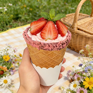 Cônes à gaufrettes plats colorés, coupes à glace croustillantes comestibles, en plusieurs saveurs, pour les cafés, les desserts, les cafés, des friandises créatives - Product Image 2