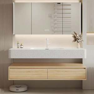 YALIG Modern Organizer Floating Bathroom <b>Vanity</b> Cabinet Set Custom Bathroom <b>Vanities</b> with Wash Basin - Product Image 2