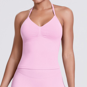 Débardeur <span class=keywords><strong>tricot</strong></span>é uni à dos nu, short de course et de fitness, vêtements de yoga - Product Image 6