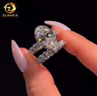 Bague de fiançailles ovale en or blanc 10K personnalisée avec halo de diamants de laboratoire, certifiée IGI, passe le testeur de diamants, ensemble de mariage