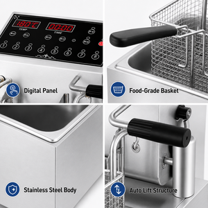 Freidora Eléctrica Automática de Sobremesa de 8L con Elevación Automática, 3.5KW, Acero Inoxidable, Doble Cesta, para Restaurantes, Suministro Integral - Product Image 2