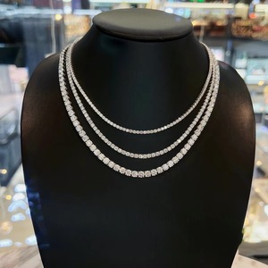 Collier en diamant IGI, couleur D, taille brillant rond, perçage laser, or blanc 10K, diamants de laboratoire, tailles 2-5MM, unisexe, luxe - Product Image 4