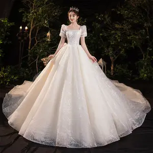 2022 çiçek baskı yuvarlak, Allurebridals düğün elbisesi nakış gelinlikler Robe Mariage düğün elbisesi es kadınlar için gelin