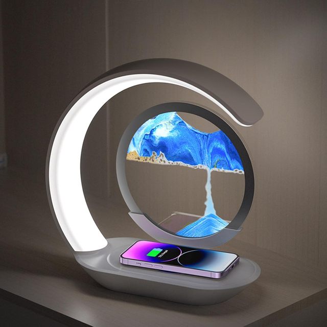 Modern Smart 15W Wireless Charger Table Lamp Rechargeable Plug in LED Night Light for Bedroom Multifunctional Nightstand Decor
