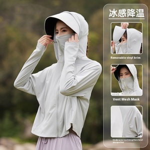 เสื้อแจ็คเก็ตกันแดดสำหรับผู้หญิง UPF50+ สีดำ ผ้าสแปนเด็กซ์/ไนลอน ระบายอากาศ ป้องกันแบคทีเรีย แห้งเร็ว ป้องกันแสงแดดได้อย่างเต็มที่ - Product Image 2