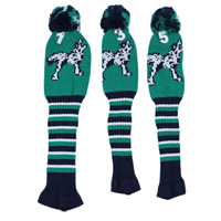 Couvre-tête de club de golf tricoté motif loup vert, lot de 3 pour driver, fairway et bois 5, protection de tête de club, accessoires de golf