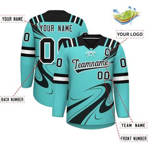 Maillot de hockey personnalisé pour hommes et jeunes, avec nom et numéro brodés, sublimé, col en V, anti-humidité, vêtements de hockey sur glace - Product Image 2