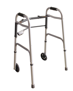 Adult <strong>Walker</strong> Foldable Adjustable 4-Leg Aluminium <strong>Frame</strong> <strong>Walkers</strong> with Two Front Wheels Walking Aid - Product Image 2