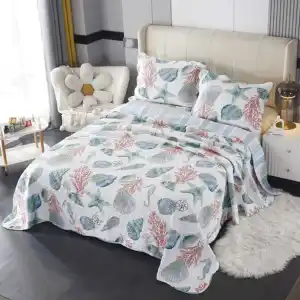 Itália espalhada de cama tamanho king cobertura luxuosa, espalhada de cama de algodão, colcha, lençol, estampa floral, capa macia para casa