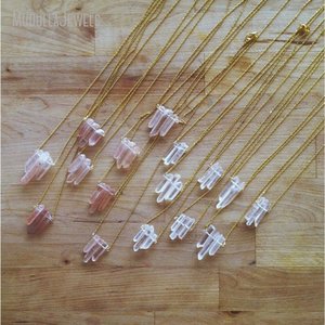 NM18673 Natural Gemstone Crystal Pillar Point <strong>Necklace</strong> Gold Plated Copper <strong>Clear</strong> Crystal <strong>Quartz</strong> Stone Pendant <strong>Necklace</strong> - Product Image 5
