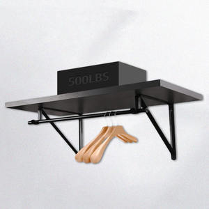 Supports de tige d'étagère de cintre de placard en fer robuste réglable Connecteurs de support de <span class=keywords><strong>taquet</strong></span> arrière muraux triangulaires Supports d'étagère - Product Image 2