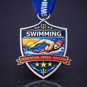 Trophées sportifs personnalisés en cuivre 2026, grande médaille de compétition en métal, médailles de natation dauphin avec ruban - Product Image 3