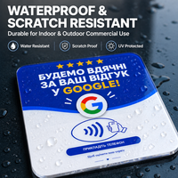 Autocollant de table en acrylique auto-adhésif de 12 cm, version ukrainienne, carte NFC Google Review avec puce NTAG213, 13,56 MHz, NFC Tap