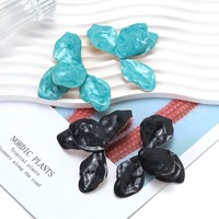 Boucles d'oreilles pendantes surdimensionnées à motif floral pour femmes, texture marbrée, multicolores, bijoux d'oreille tendance