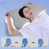 Coussin de soutien pour le cou en mousse à mémoire de forme rectangulaire avec logo en tissu tricoté personnalisé Jeebay