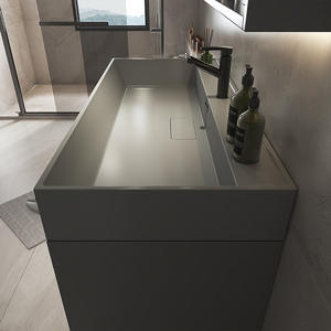 סיטונאי צף קיר עיצוב רכוב ארונות אמבטיה עם ארון מראה וכיור יחיד - Product Image 3