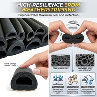 Joint d'étanchéité flexible en mousse d'extrusion de caoutchouc profilé en D, type éponge tampon de protection et de résilience, pour couvercle de trappe et capot moteur