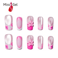 Ongles à presser œil de chat rose Aura, fabrication artisanale, French Manucure, réutilisables, carrés, pour la vente en gros de produits de beauté – Vente directe usine OEM ODM