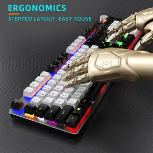 Professionnel pleine taille 108 touches clavier mécanique rétro-éclairé Teclado ordinateur bureau Gamer clavier rouge interrupteur clavier de jeu