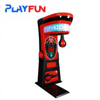 Machine de jeu d'arcade Playfun avec distributeur de boissons et de tickets, combinant boxe, tir au but et jeu de frappe au poing