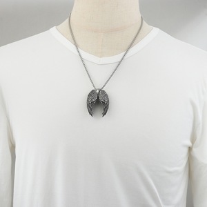 Collar con colgante de ala de ángel yunnique, cadena de joyería de moda para hombre de acero inoxidable, collares largos para hombre - Product Image 4