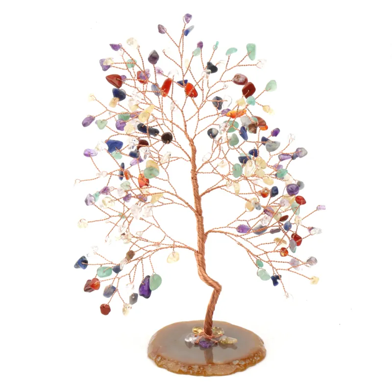 เซเว่นจักระคริสตัลคริสต์มาสนำโชคฟอร์จูนต้นไม้อัญมณีคริสตัลธรรมชาติสำหรับการตกแต่งและของขวัญ
