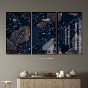 <span class=keywords><strong>Abstrait</strong></span> feuille d'or fleur mur imprime Style moderne décoration murale illustration impression <span class=keywords><strong>acrylique</strong></span> conseil encadré peintures pour salon - Product Image 2