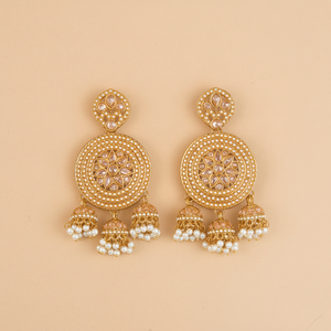 ต่างหูระย้าแฟชั่นสไตล์อินเดียตะวันตก Jhumki ใหม่ยอดนิยมพร้อมชุบโลหะหรูหรา - Product Image 1