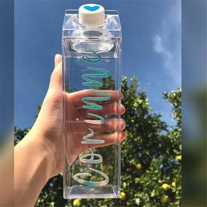 500ml/750ml/1000ml PS <b>Plastic</b> Leakproof Square Water Bottle with Direct <b>Drinking</b> Lid Party Use Customizable Screen Printing - Product Image 6