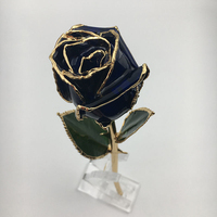 Cadeau de la Saint-Valentin, décoration d'intérieur, rose véritable préservée en résine dorée de 30 cm, artisanat en métal, cadeau d'anniversaire
