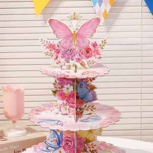 Support à <span class=keywords><strong>gâteau</strong></span> créatif à 3 niveaux, <span class=keywords><strong>licorne</strong></span>, sirène, flamant rose, pour les fêtes, fournitures pour fêtes d'anniversaire, <span class=keywords><strong>décoration</strong></span> de table de dessert jetable - Product Image 1