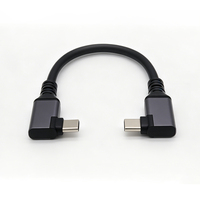 Câble USB-C court coaxial à 90 degrés, en alliage d'aluminium avec gaine en PVC, 10G 100W 5A, charge rapide pour VR, Smart TV, tablette, téléphone portable