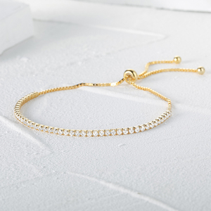 CANNER Pulsera de tenis ajustable de plata de ley 925 con moissanita y circonita 5A, chapada en oro, para mujer y niña, regalos - Product Image 2
