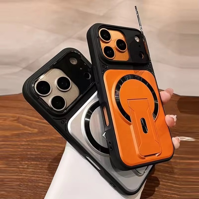 Multi-functional Invisible Mobile Phone Bracket Holder Magnetic Wireless Charging Lens Protection Cover Case for iPhone 17 16 15