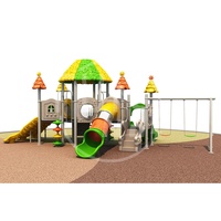 Équipement de terrain de jeux extérieur commercial pour enfants, ensemble de toboggans avec balançoires et tunnel pour maternelle, parc d'attractions communautaire