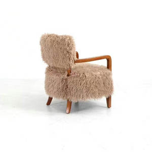 Modern Luxury <strong>Yeti</strong> Sheepskin Accent Arm <strong>Chair</strong> Living Room Occasional <strong>Chairs</strong> Solid Wood Upholstered Fur Lounge <strong>Chair</strong> for Bedroom - Product Image 6