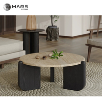 Dalle de marbre travertin naturel moderne Mars pour salon, meubles en pierre, tables basses rondes en travertin beige Cardin