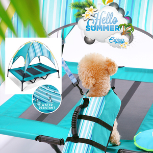 Cama elevada para perros, venta al por mayor, marco de acero, cama para acampar para perros, cama elevada para perros con refrigeración de verano al aire libre con dosel - Product Image 2
