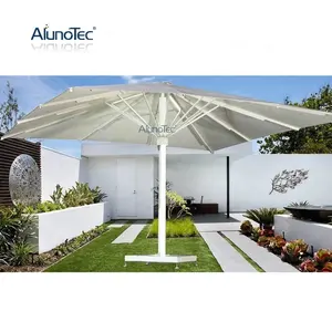 Uv-Bestendig Patio Paraplu Waterdicht Polyester Wit Gepoedercoat Outdoor Tuin Paraplu