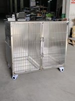 Jaula Doble Personalizada de Acero Inoxidable para Perros, Jaulas Veterinarias de Dos Compartimentos, Jaula de Hospedaje Clínico
