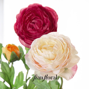 FONG IAN Fiore di Ranuncolo Artificiale Fatto a Mano 40cm, Fiori Artificiali Realistici, Spray Floreale Finto con Foglie Verdi per Decorazioni Casa e Matrimoni - Product Image 3