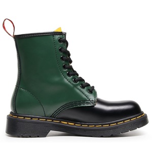 Work boots - Women's green and yellow patchwork open-toe rhinestone short boots men's and women's smooth leather boots - Product Image 3