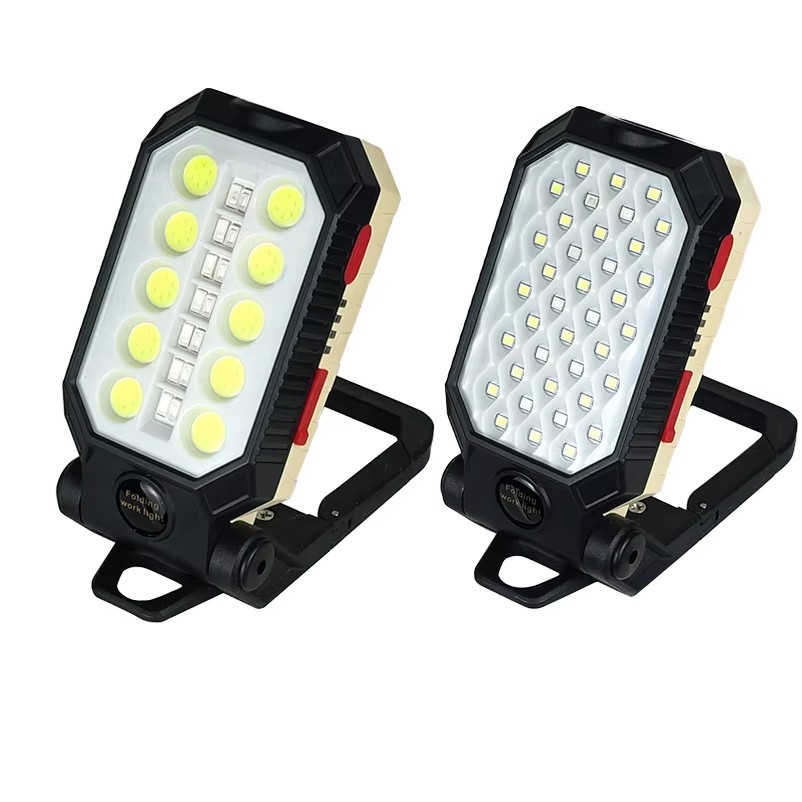 COB Work Light USB Rechargeable Daylight Multifunctional Foldable Inspection Tool Magnetic Base LED Emergency Warning IP65 Black