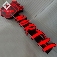 Panneau en acrylique personnalisé en acier inoxydable, découpé, ajouré en acrylique pour la publicité avec des mots Led, boîte à lumière