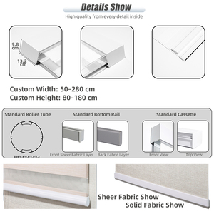 Tende a Rullo Intelligenti Doppie Giorno e <span class=keywords><strong>Notte</strong></span>, Oscuranti e Trasparenti, a Doppio Strato per Finestre da Ufficio - Product Image 4