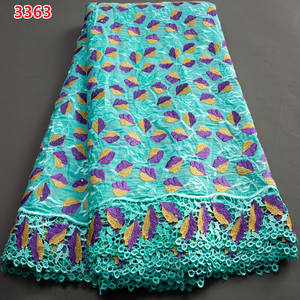 3363 semplice tessuto in Voile svizzero africano in pizzo con strass di alta qualità in stile Dubai di cotone pizzo a secco per le donne - Product Image 5